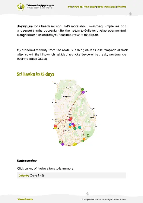 example page 4 from our offline Travel Guide for Sri Lanka